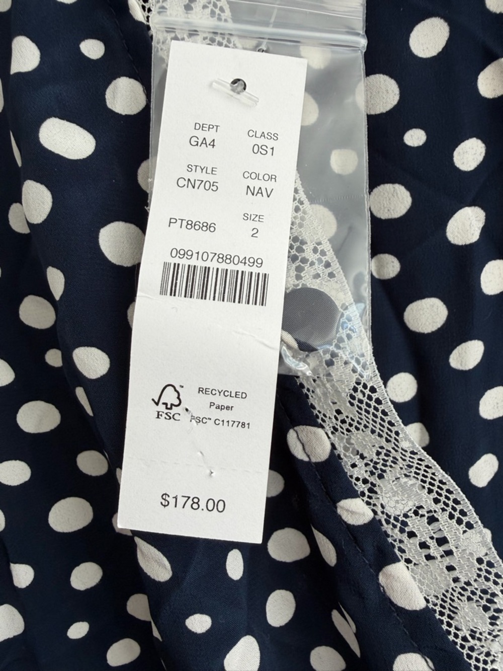 Rouje X J.Crew Rencard Wrap Dress Navy Polka Dot size 2 NWT - Picture 10 of 11
